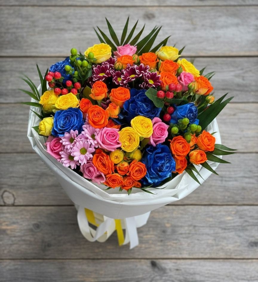 Букет цветов из: Розы и Хризантемы в Чаплыгине