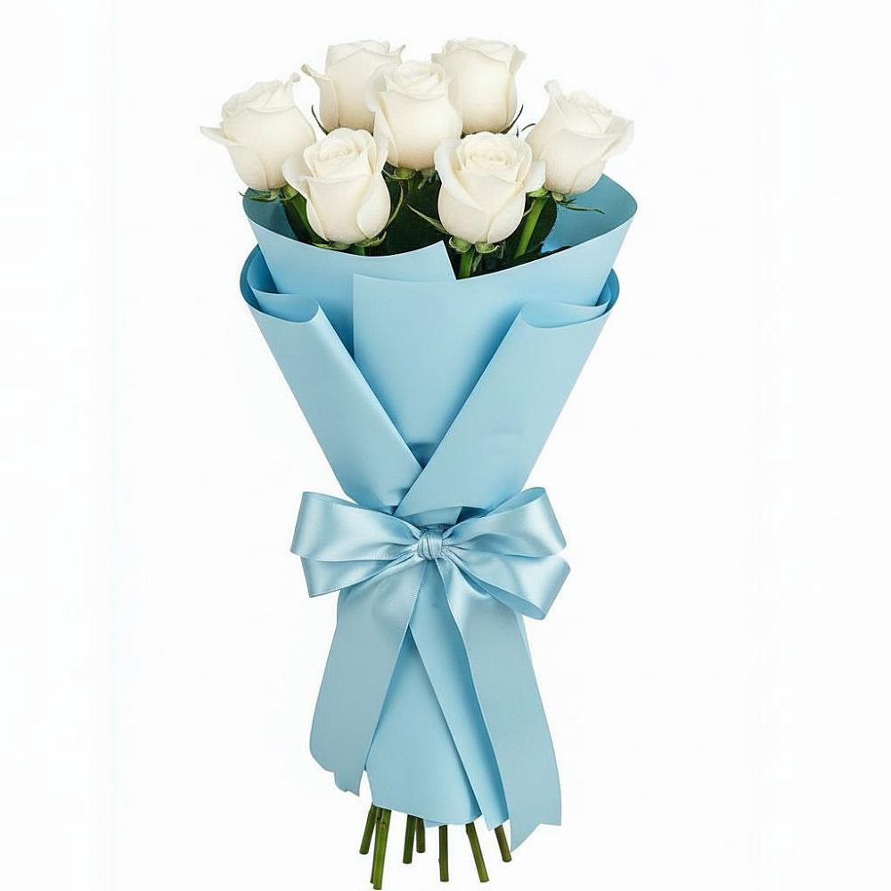 Букет 7 белых роз Проуд в Чаплыгине