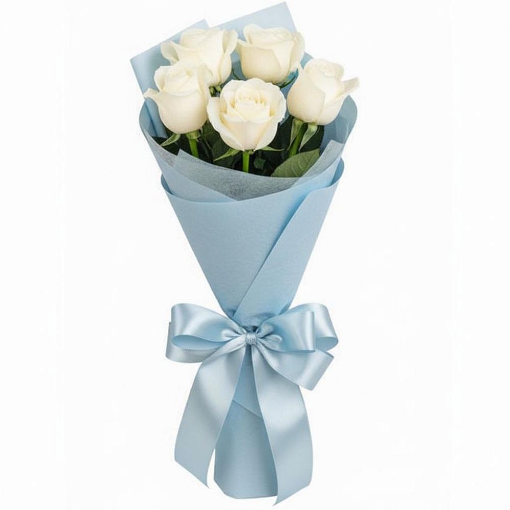 Букет 5 Белых роз Проуд в Чаплыгине