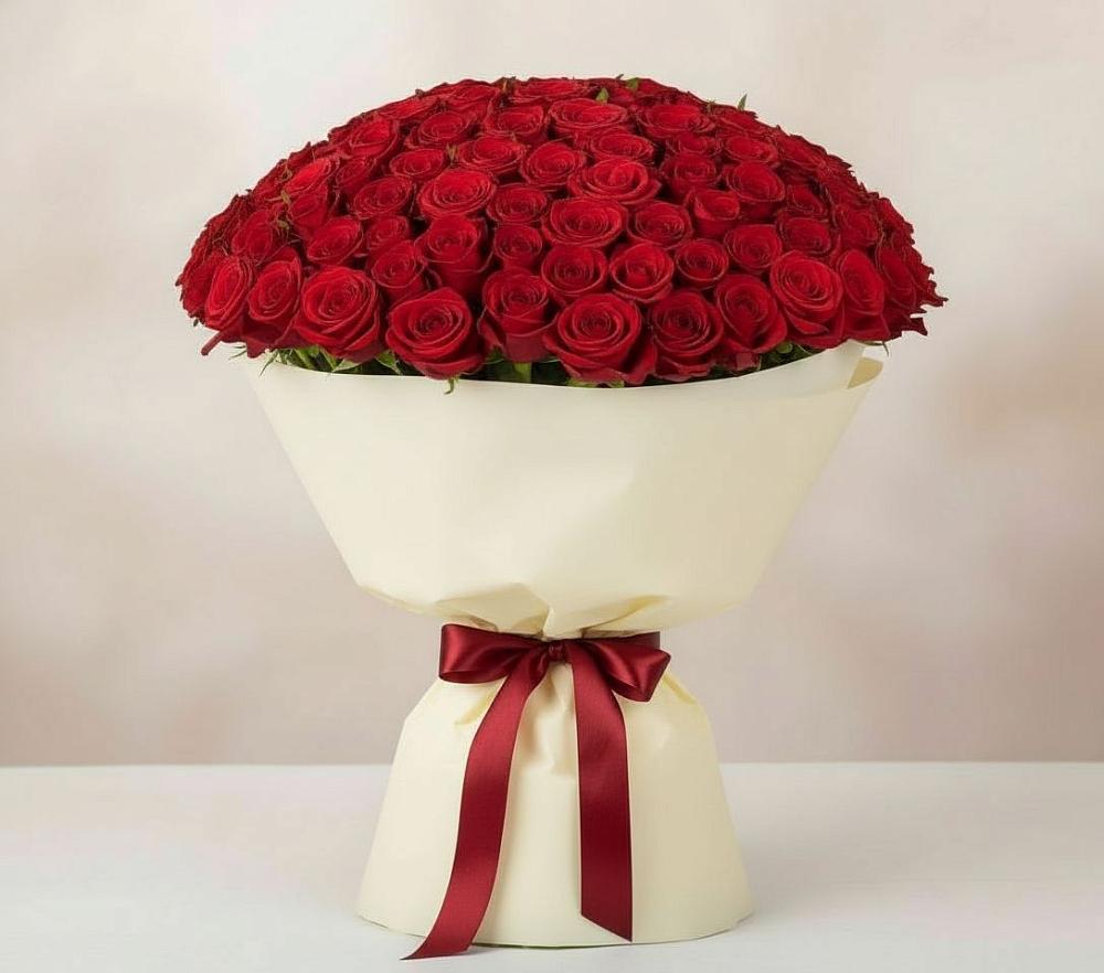 Букет 101 Красная роза Милано в Чаплыгине
