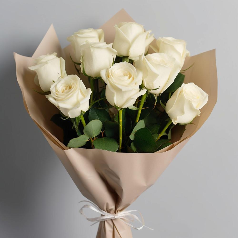 Букет 9 Белых роз Эдлесс Лав в Чаплыгине