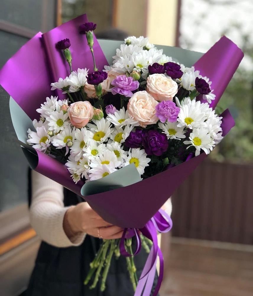 Букет цветов из: Хризантемы, Гвоздики и Розы в Чаплыгине