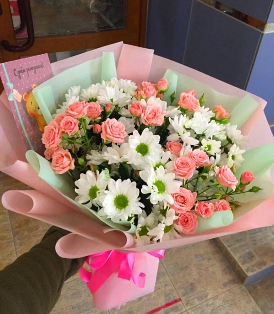 Букет цветов из: Розы и Хризантемы в Чаплыгине