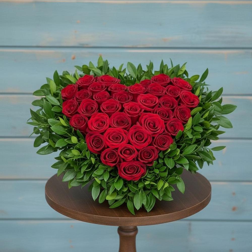 Цветочная композиция из Розы в виде сердца в Чаплыгине