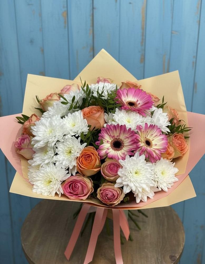 Букет цветов из: Розы, Герберы и Хризантемы в Чаплыгине