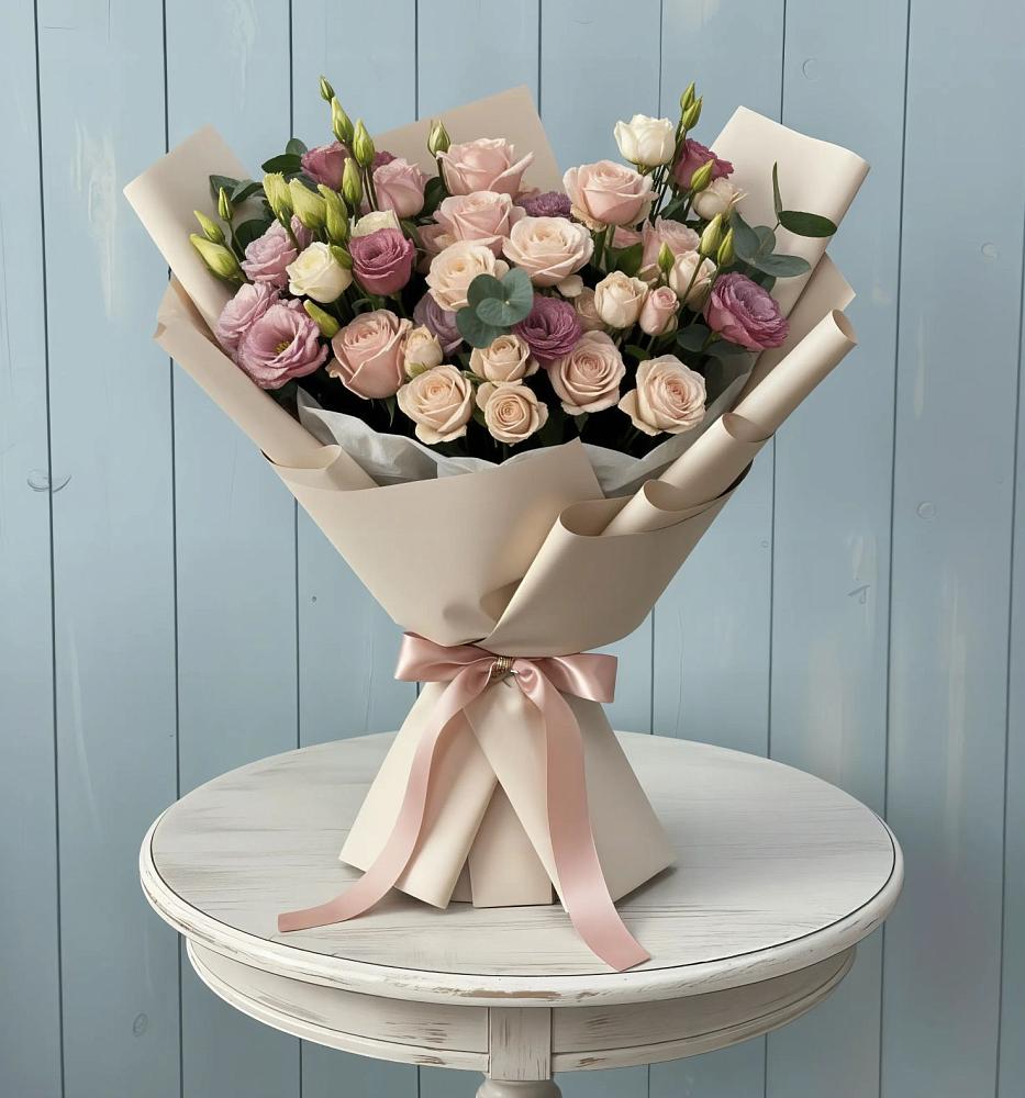 Букет цветов из: Розы и Лизиантусы в Чаплыгине