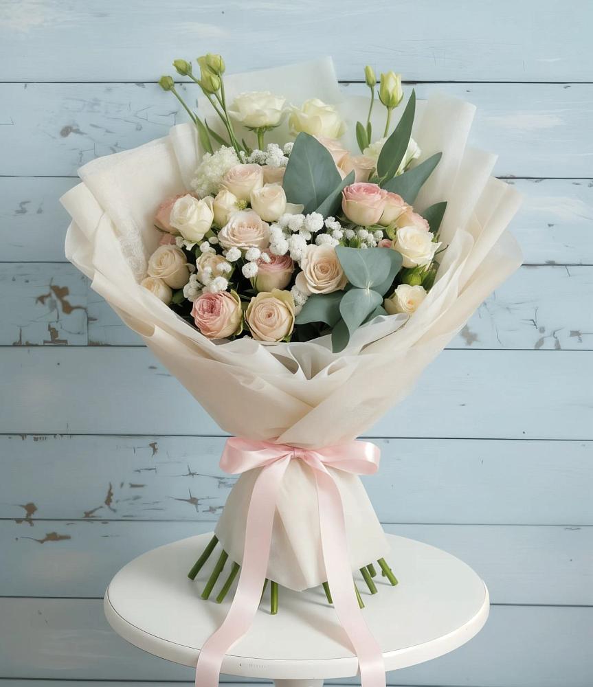 Букет цветов из: Розы и Лизиантусы в Чаплыгине