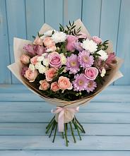 Букет цветов из:  Хризантемы, Розы и Альстромерии #REPLACE_PRED# Чаплыгине