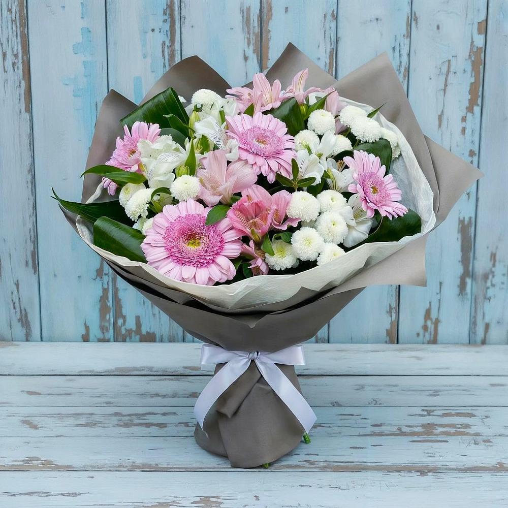 Букет цветов из: Герберы, Альстромерии и Хризантемы в Чаплыгине