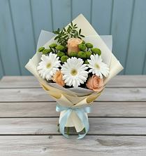 Букет цветов из:  Герберы, Розы и Хризантемы в Чаплыгине