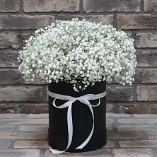 Цветочная композиция из Гипсофила в шляпной коробке в Чаплыгине
